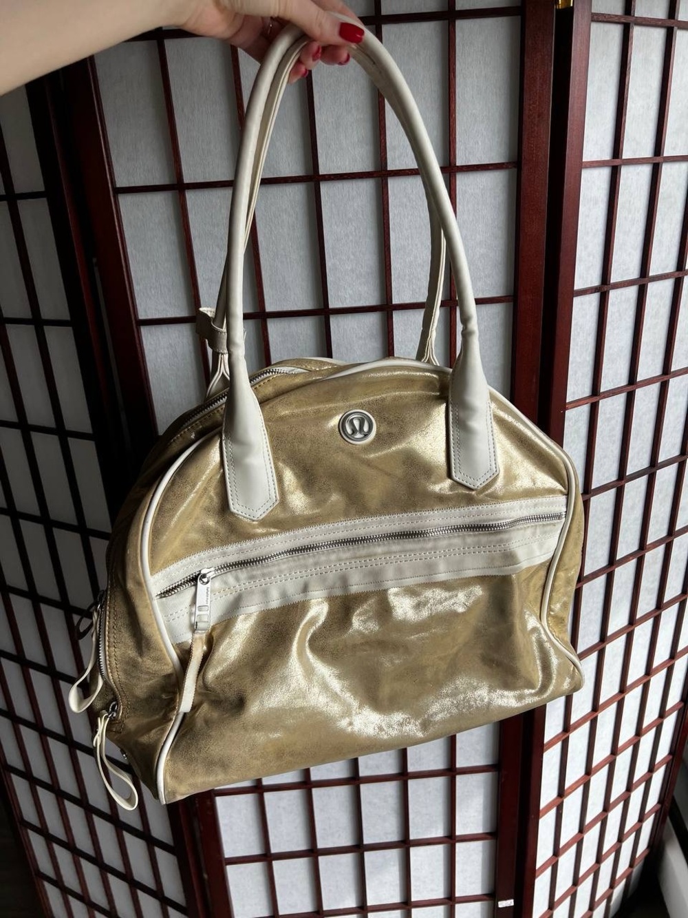 lululemon athletica Gold Metallic Tote with White Trim - Picture 5 of 12